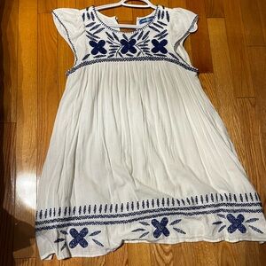 Urban Outfitters White Dress with Blue Embroidery